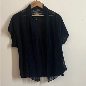 Banana Republic S 100% Linen  Black Open-Front Short Sleeve Cardigan